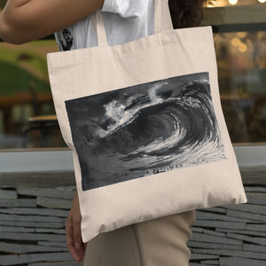 Ocean Wave Black & White Canvas Tote Bag